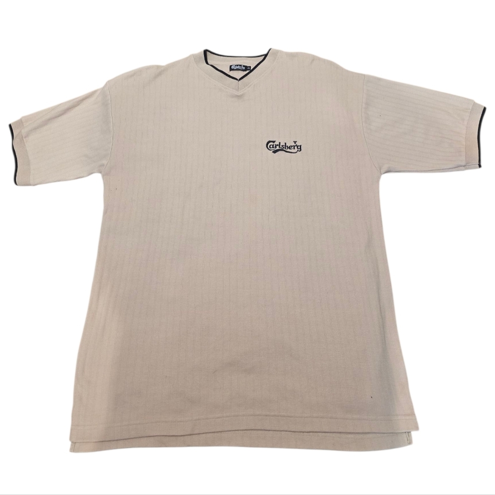 Carlsberg Neck V Beige Men's Short Sleeve Tee T3